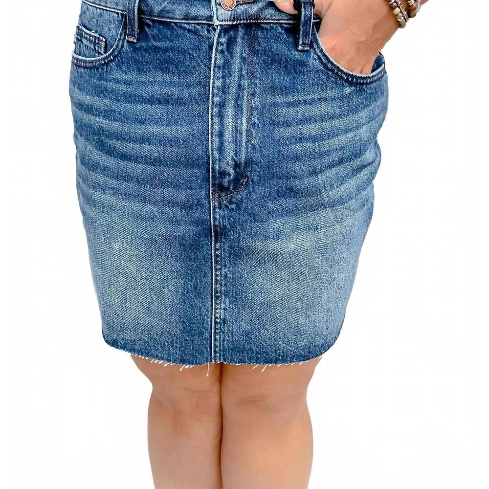NEW JUDY BLUE rigid magic skirt in dark denim